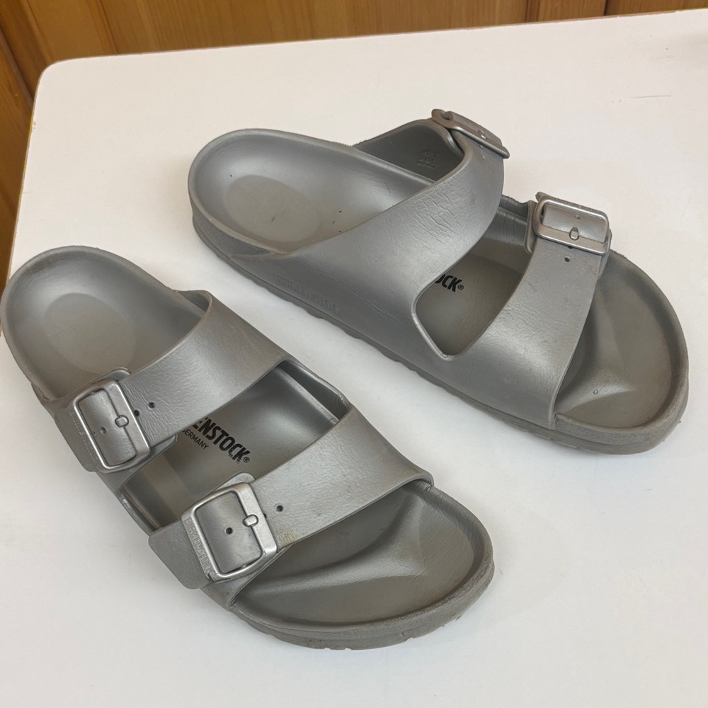 Silver grey foam Birkenstock essentials women’s 10 men’s 8